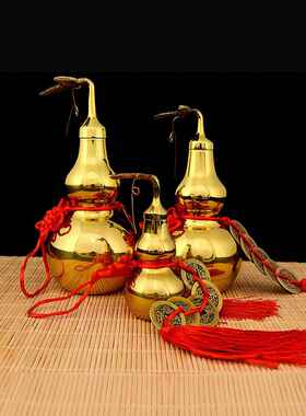 铜葫芦纯铜摆件开开开开空心五帝钱门到门家客挂堂工艺挂件