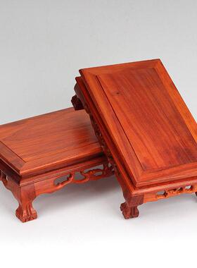 红木雕刻工艺品 鸡翅木摆件底座 实木奇石托架长方形