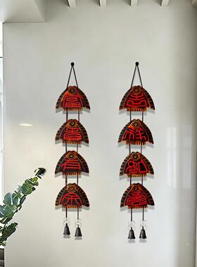 家居中古风装饰品墙面木质小风铃木雕壁饰过道挂件壁饰房间门挂饰