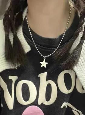 Titanium Steel Star Pendant Necklace for Men Women Y2K Hip H