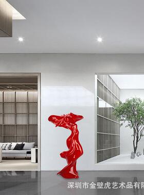 创意面具落地天使摆件喜庆热烈红色落地雕塑台面现代抽象艺术品