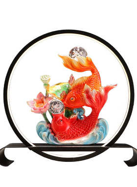 年年有鱼树脂工艺品招财摆件乔迁新居办公客厅开业新房玄关装饰画