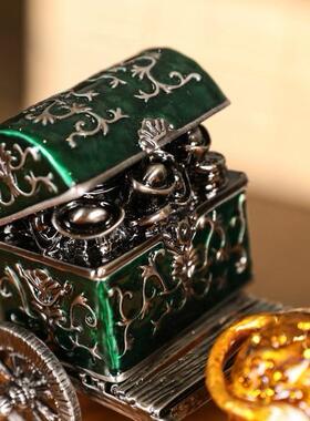 金属工艺品合金材质珐琅工艺牛接百财牛拉百宝箱聚宝盆广东厂家