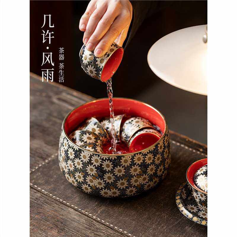 茶洗笔洗手工高档金银水缸缸废家用错茶渣号大茶具陶瓷建水批发,淘宝优惠券,粉丝福利购,淘宝优惠卷