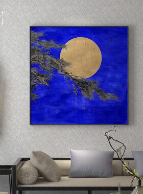 新中式轻奢中国风月夜松树入户玄关客厅装饰画背景墙壁画方形挂画