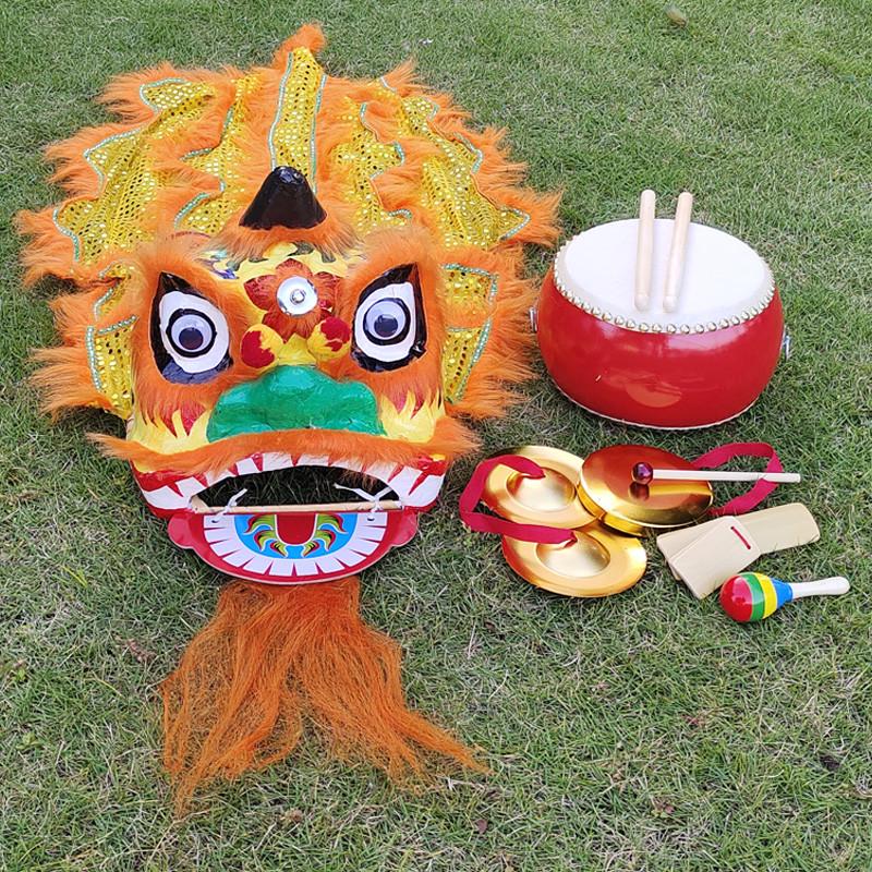 加厚舞狮道具儿童狮子头醒狮舞狮子儿童小狮子套装南狮全套舞狮头 - 图2