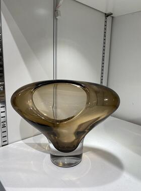 简约异形花瓶培意厚创重璃轻奢透明琥珀色居家1餐桌玻水插花琉璃