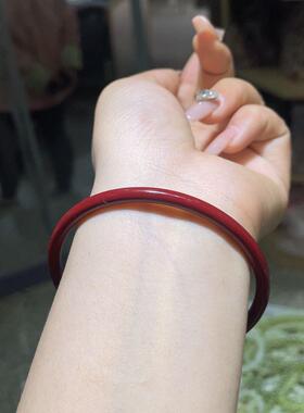 2026朱砂紫金砂细条叮当镯红砂外刻心经手镯男女款叠戴镯子