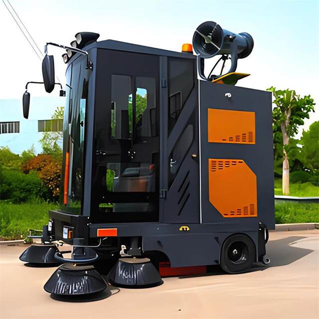 Fog cannon ປິດ sweeper multi-functional ຂັບລົດ sweeper ຂີ້ຝຸ່ນ sweeper ໄຟຟ້າຂະຫນາດນ້ອຍ