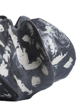 简约现代杨桃花器黑色手绘几何花瓣造型餐厅桌样板间茶几书柜摆件