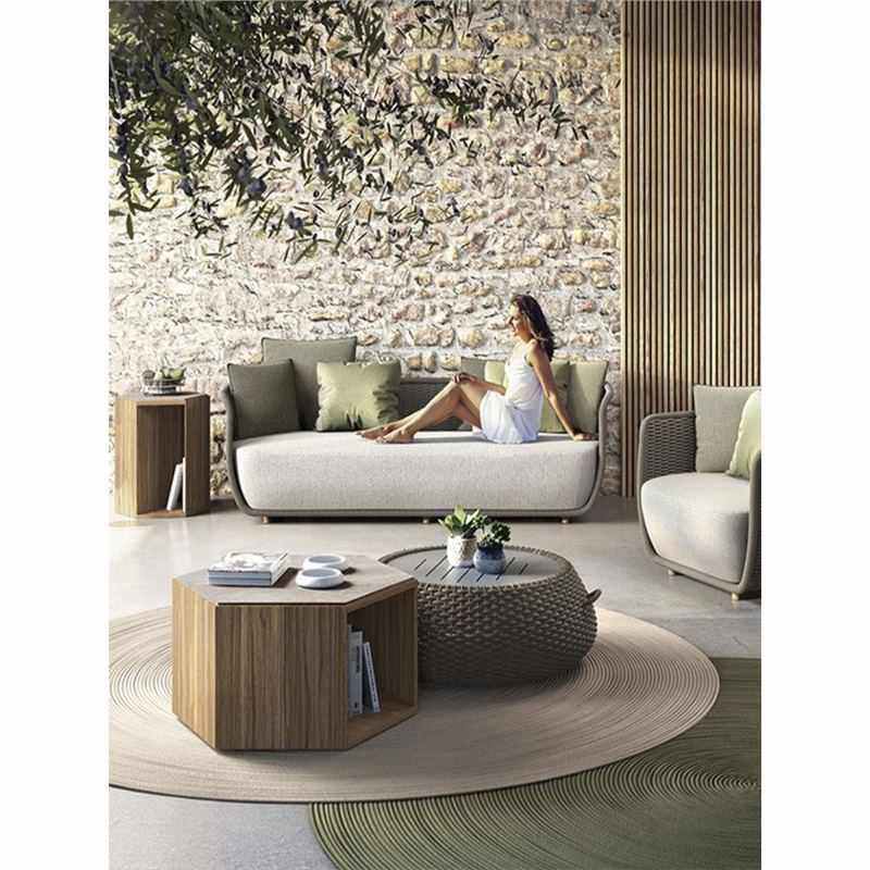 户外沙发民宿酒店庭院设计师家具露台实木柚木茶几藤编休闲大沙发,淘宝优惠券,粉丝福利购,淘宝优惠卷