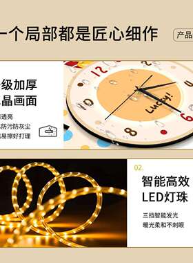 奶油风马上有钱餐厅静音钟表2026马年氛围感装饰挂钟双层时钟挂墙