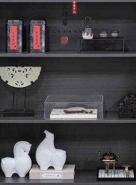 新中式摆件书柜书架展示柜装饰品轻奢样板间书房博古架电视柜软装