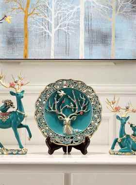 高档创意客厅视柜居关鹿摆件玄福字家酒柜装饰品乔迁新居电结婚礼