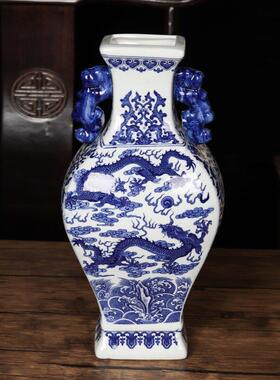 景德镇陶瓷花瓶客厅摆件大号仿古青花瓷瓶中式家居电视柜装饰花瓶
