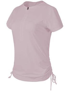 Half zip drawstring yoga suit, women's fitness short