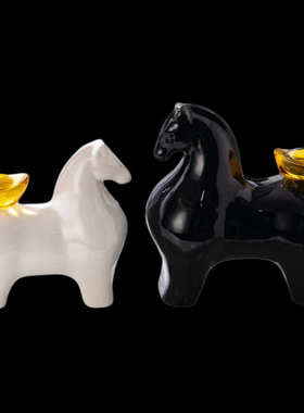 马上有钱酒柜陶瓷摆件客厅玄关电视柜装饰品办公室桌面生肖马摆设