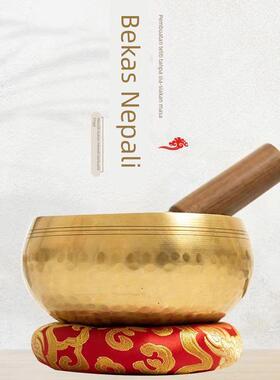 颂钵疗愈工具尼泊尔手工纯铜SPA理疗瑜伽冥想梵音铜钵磬家居摆件