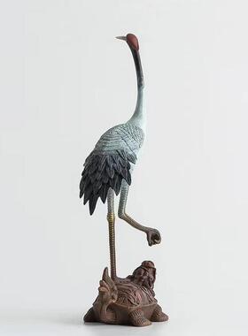 铜龟鹤鹤工艺品装饰品家居入口酒柜电视柜书房新中国禅宗装饰