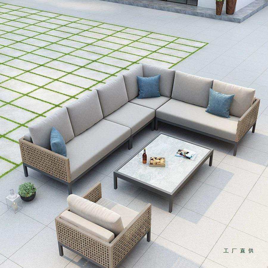 北欧露天户外花园室外藤编椅庭院露台别墅铝合金沙发转角防水定,淘宝优惠券,粉丝福利购,淘宝优惠卷