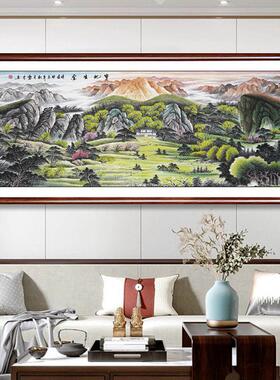 底生金色山水画手保绘风办水画客厅公室中国画西墙宝挂XHH画聚盆