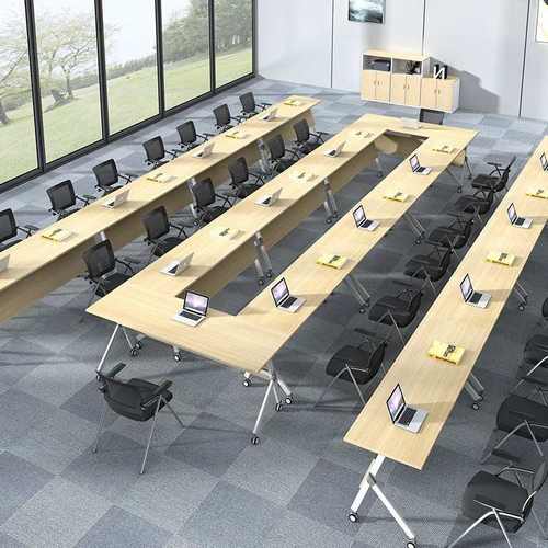 多功能办公会议桌椅折叠式培训桌移动长条桌组合培训机构辅导课桌 - 图0