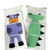 Home hanging bag storage bag wall hanging cartoon animal cotton and linen fabric art door wall hanging three pocket storage bag