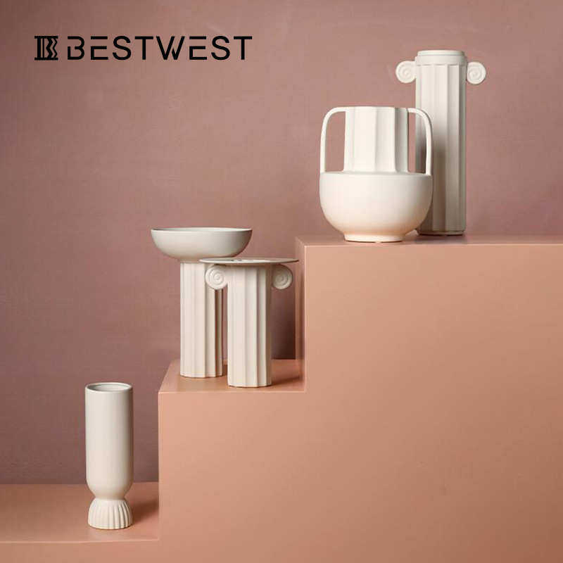 Best west 北欧ins风高档陶瓷罗马柱花瓶摆件 样板间软装家居饰品,淘宝优惠券,粉丝福利购,淘宝优惠卷