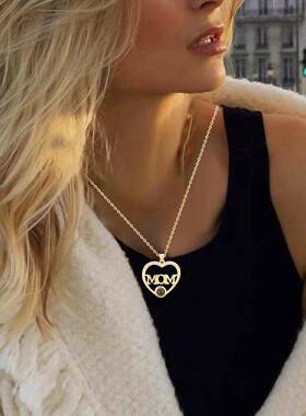 跨境热卖母亲节爱心项链女一百种语言我爱你投影心形吊坠饰品