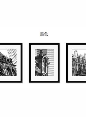 3框组合实木照片墙套装 16寸挂式相框画框 客厅照片墙创意相框组