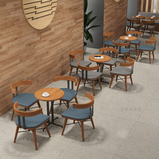 Chain coffee shop tables and chairs office leisure negotiation reception rest area book bar catering milk tea shop sofa solid wood
