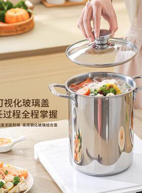 304不锈钢油炸壶家用厨房带滤网小炸锅多功能直筒双耳油炸锅