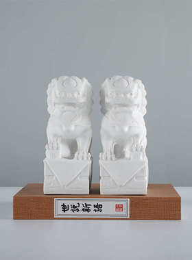 现代新中式狮子软装摆件酒店别墅样板房书房客厅酒柜茶几禅意摆设