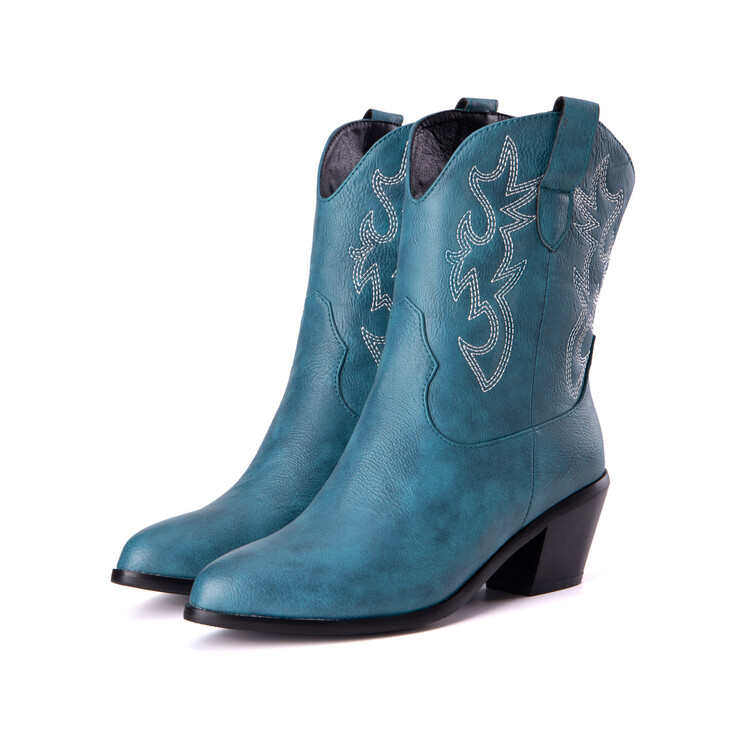 粉色女靴子民族风刺绣中跟短靴军绿色粗跟靴子大码46 47 48 49 50,淘宝优惠券,粉丝福利购,淘宝优惠卷