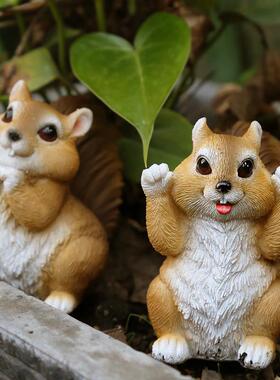 花园杂货 庭院小摆件盆景装饰园艺摆件彷真动物小松鼠摆件装饰品