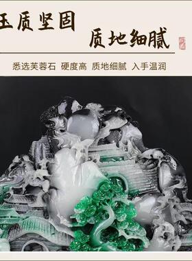 玉石桃园三结义摆件芙蓉石工艺品奇石原石石雕居家办公乔迁送礼