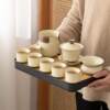 Ru kiln opens to support the family. Outdoor travel tea set. Complete set of tea brewing sets. Ceramic Sancai Cover Bowl Teapot Tea Cup
