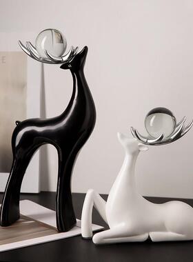 简约现代鹿摆件高级感小众客厅玄关电视柜酒柜展示柜工艺礼品摆饰