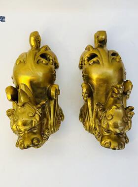 黄铜貔貅摆件一对独角站貔貅皮丘 开业礼品工艺品铜摆件