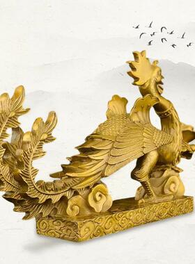 凤凰汉凤摆件客厅玄关模具酒柜装饰工艺品办公室龙凤呈祥铜艺