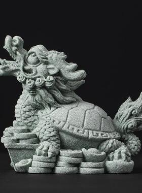 创意龙龟玄武青砂石茶宠摆件茶桌桌面微景观鱼缸造景工艺品装饰品