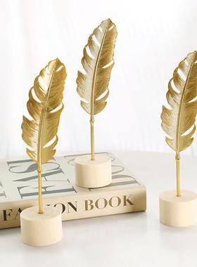 有艺术感的摆件玄关摆件柜子客厅高级感北欧轻奢简约银杏叶金属办