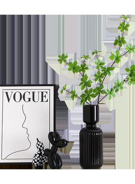 现代入户玄关鞋柜桌面装饰品客厅黑白简约电视柜装饰画 画摆件高