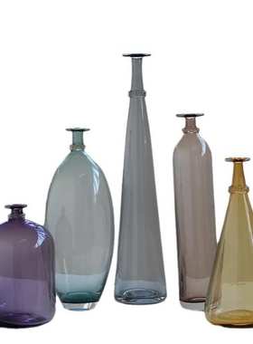 BX玻璃花瓶精磨刻小口摆件餐桌轻奢高档工艺品摆设样板间简约花器