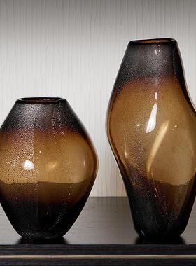 现代轻奢玻璃花瓶摆件玄关茶几电视柜样板房软装家居装饰品花器