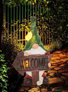 侏儒地精树脂摆件精灵欢迎牌庭院花园装饰户外工艺品草坪摆饰