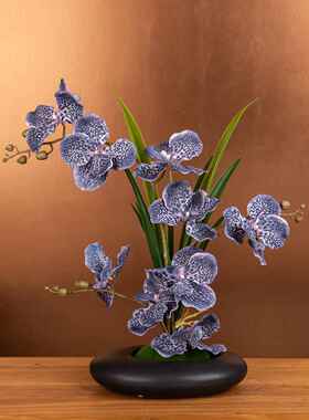 高颜值手感彷真蝴蝶兰花假花新中式家居客厅餐桌插花装饰品摆件