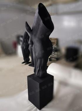 开业高黑马头摆件酒店大堂插花器办公室高档艺术礼品奢华大气雕塑