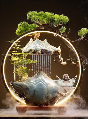 新中式创意循环流水喷泉招财摆件办公室客厅玄关桌面软装开业礼品