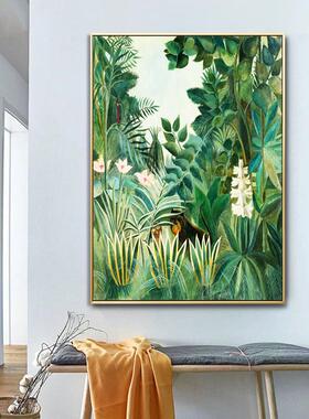 客厅背景墙挂画东南亚风格绿色植物餐厅壁画入口走廊楼梯过道装饰